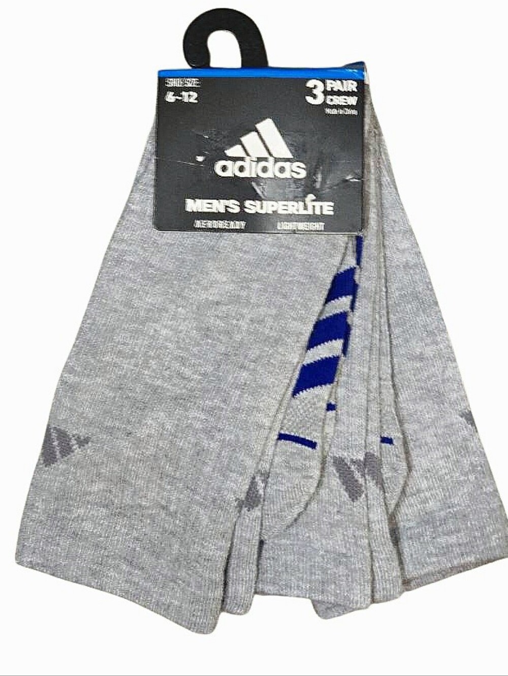 Adidas 3-PK Superlite Lightweight Aeroready Crew Socks